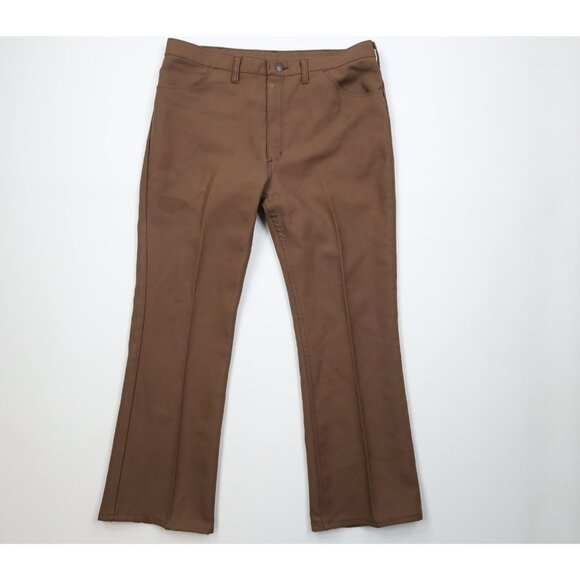 Vintage 70s Wrangler Mens 36x29 Distressed Knit Flared Wide Leg Chino Pants USA